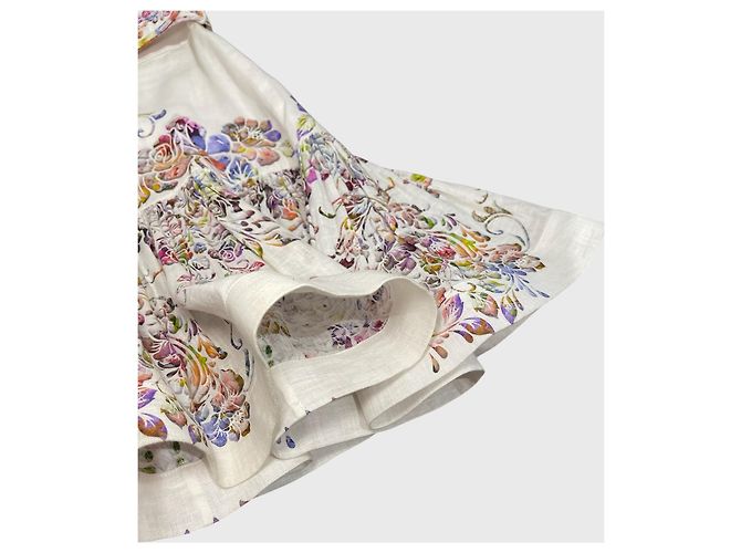 Saia Zimmermann de linho ecru com estampado floral Bege - vista 5