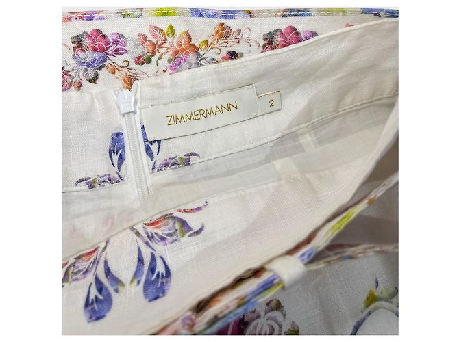 Saia Zimmermann de linho ecru com estampado floral Bege - vista 6