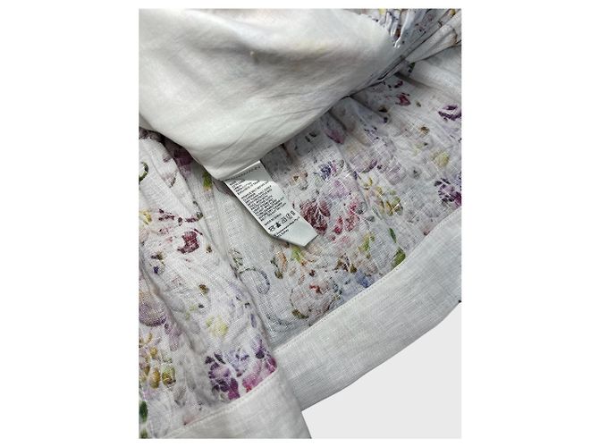 Saia Zimmermann de linho ecru com estampado floral Bege - vista 7