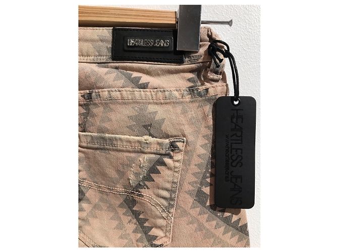 Autre Marque Jeans Heartless stampati T.26 Beige - vista 4
