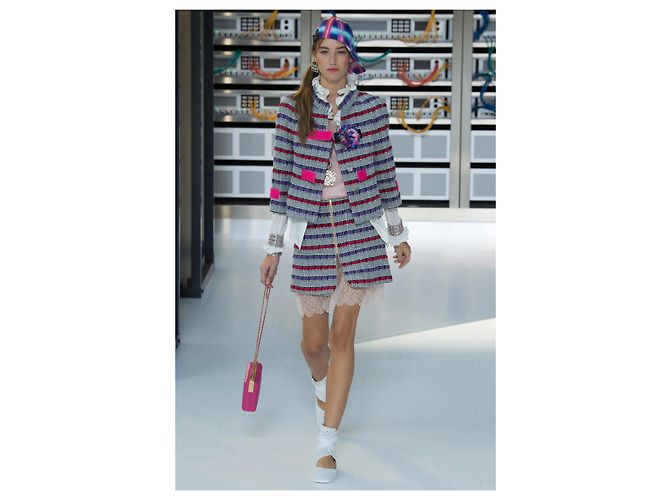 Chanel Tweed Rock Schwarz Weiß Mehrfarben - Ansicht 2