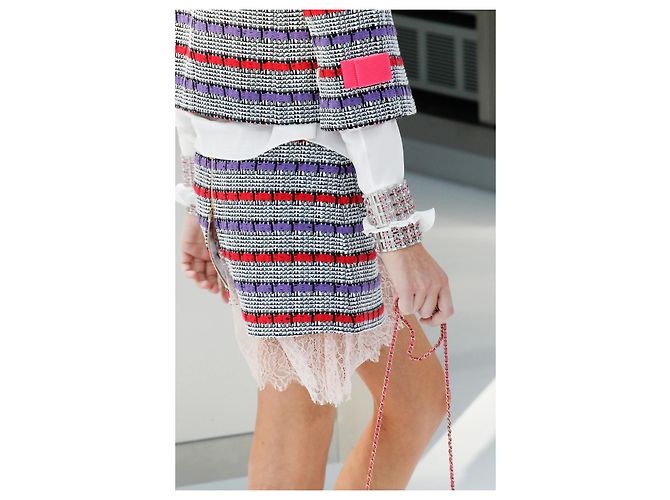 Chanel Tweed Rock Schwarz Weiß Mehrfarben - Ansicht 3