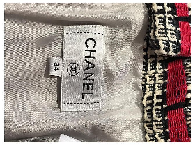 Chanel Tweed Rock Schwarz Weiß Mehrfarben - Ansicht 8