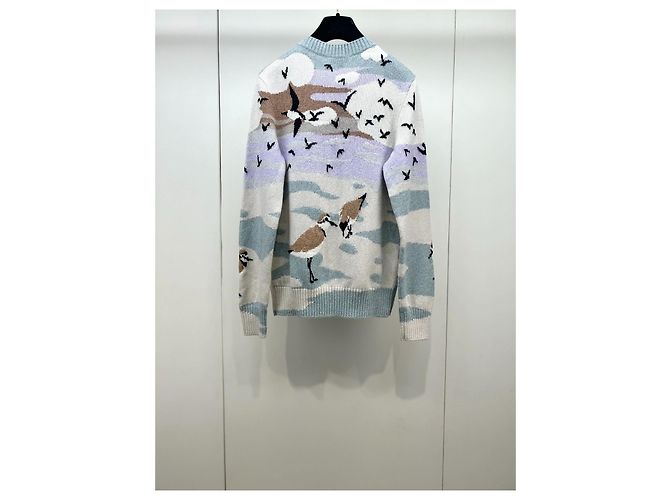 Chanel 24K Kaschmir Strickware Möwen und Wolken Motiv Mehrfarben - Ansicht 2