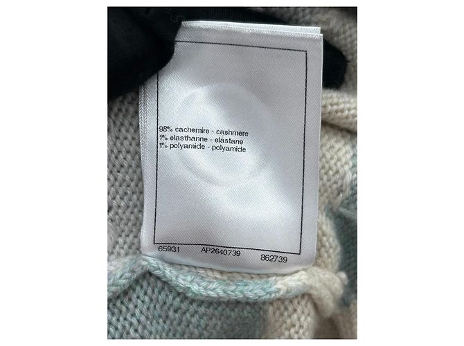 Chanel 24K Kaschmir Strickware Möwen und Wolken Motiv Mehrfarben - Ansicht 7