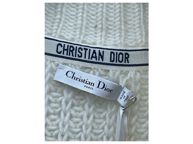 Autre Marque Dior Strickpullover aus weißer Wolle mit V-Ausschnitt Mehrfarben - Ansicht 5