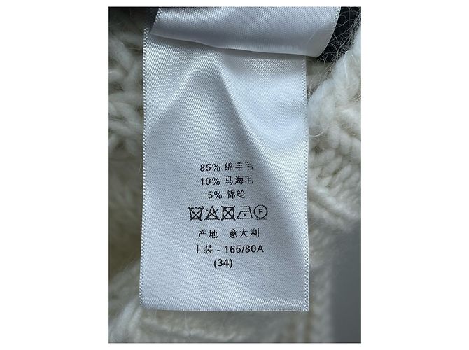 Autre Marque Dior Strickpullover aus weißer Wolle mit V-Ausschnitt Mehrfarben - Ansicht 7