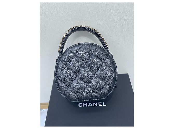 Bolsa de mão Chanel preta em couro de bezerro estilo caixa de joias Multicor - vista 8