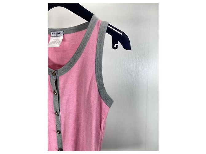 Top Camisola Chanel Rosa de Algodón con Botones Dorados Multicolor - vista 6