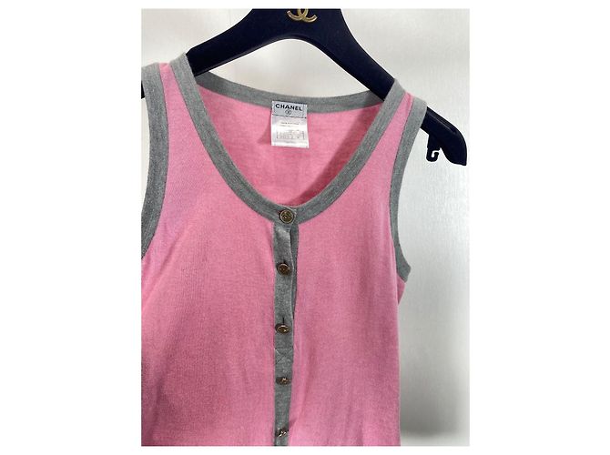Top Camisola Chanel Rosa de Algodón con Botones Dorados Multicolor - vista 8