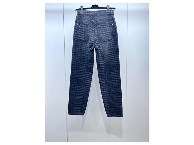 Vaqueros Chanel de Denim con Estampado de Cuadros Negro y Gris Talla 34 Multicolor - vista 2