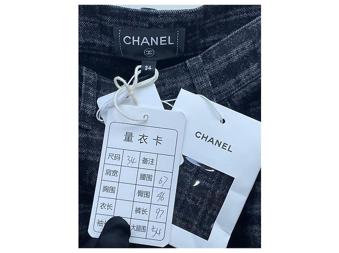 Vaqueros Chanel de Denim con Estampado de Cuadros Negro y Gris Talla 34 Multicolor - vista 3