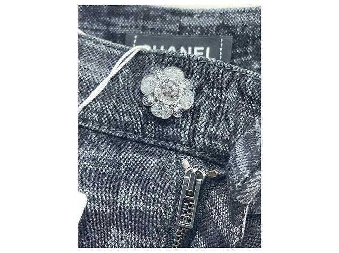 Vaqueros Chanel de Denim con Estampado de Cuadros Negro y Gris Talla 34 Multicolor - vista 5