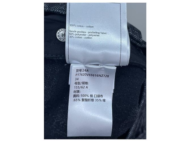 Vaqueros Chanel de Denim con Estampado de Cuadros Negro y Gris Talla 34 Multicolor - vista 8