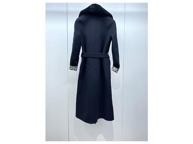 Abrigo Louis Vuitton de lana negro con cuello de piel desmontable Multicolor - vista 2
