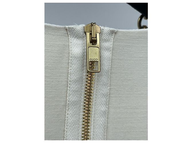 Gucci Seidenkleid Weiß Elfenbeinfarben mit Double-G Taillenkette Mehrfarben - Ansicht 3