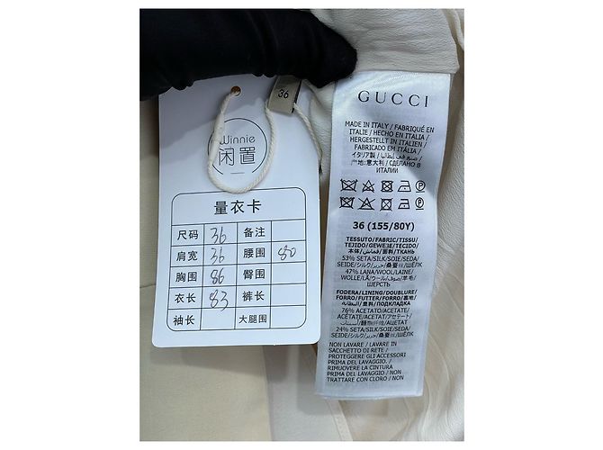 Gucci Seidenkleid Weiß Elfenbeinfarben mit Double-G Taillenkette Mehrfarben - Ansicht 4