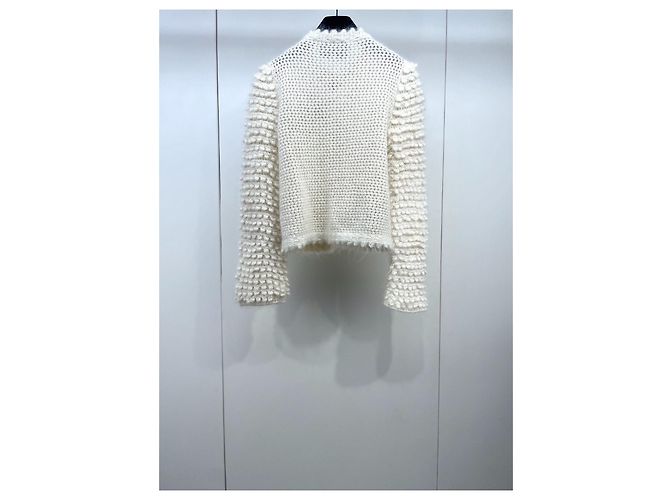 Gucci Strickjacke aus weißer Wolle mit Gänseblümchen Brosche Mehrfarben - Ansicht 2