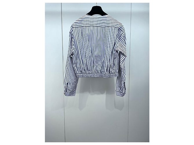 Top Chanel 22S a Righe Blu e Bianche in Cotone Multicolore - vista 2