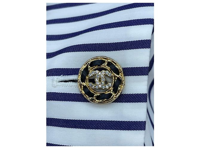 Top Chanel 22S a Righe Blu e Bianche in Cotone Multicolore - vista 4