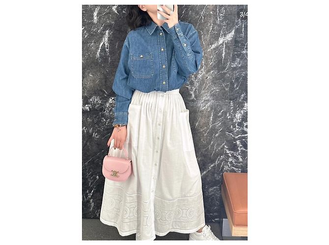 Camicia in denim Céline Blu XS Multicolore - vista 7
