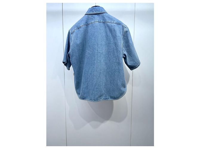 Top Louis Vuitton in Denim Blu con Logo Ricamato Multicolore - vista 2