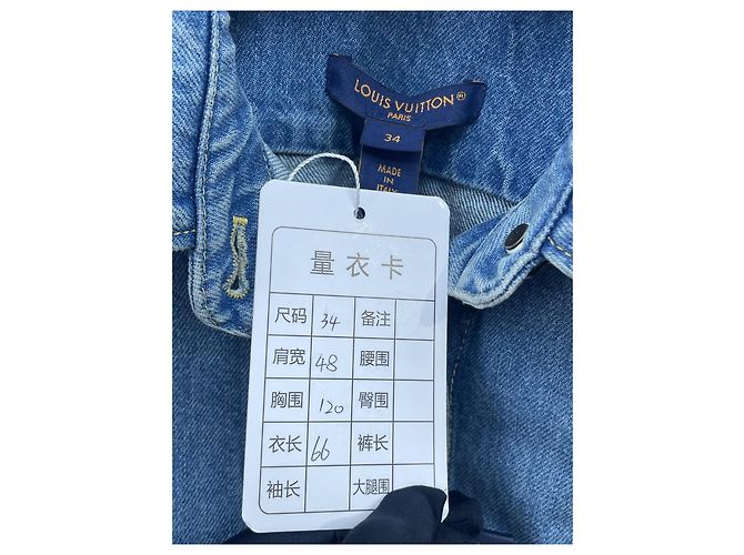 Top Louis Vuitton in Denim Blu con Logo Ricamato Multicolore - vista 4