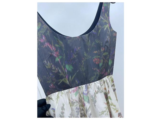 Abito Dior in seta con stampa floreale color-block Multicolore - vista 8
