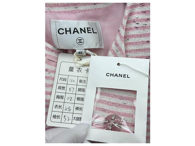 Giacca Chanel 24C in Tweed Rosa con Righe Glitterate Taglia 40 Multicolore - vista 3