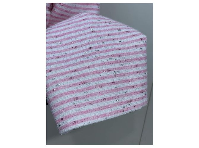 Giacca Chanel 24C in Tweed Rosa con Righe Glitterate Taglia 40 Multicolore - vista 8