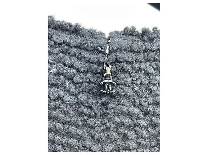 Chanel Kleid aus schwarzer Bouclé-Wolle Mehrfarben - Ansicht 3