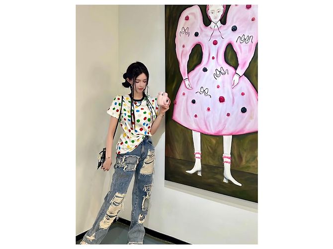 Top de algodón Louis Vuitton x Yayoi Kusama con estampado de lunares Multicolor - vista 8