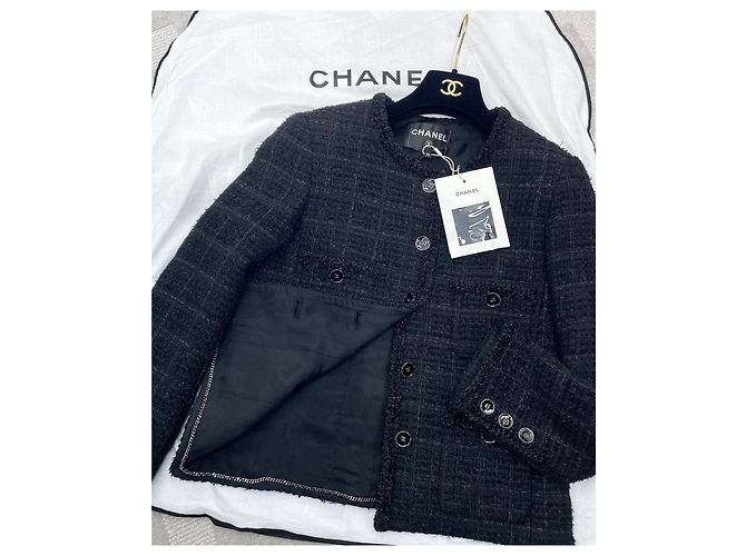 Chanel Jacke aus schwarzem Tweed Größe 34 Mehrfarben - Ansicht 4