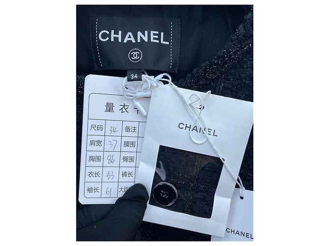 Chanel Jacke aus schwarzem Tweed Größe 34 Mehrfarben - Ansicht 6