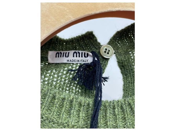 Miu Miu Strickweste aus Wolle mit Perlen und Strass Mehrfarben - Ansicht 8
