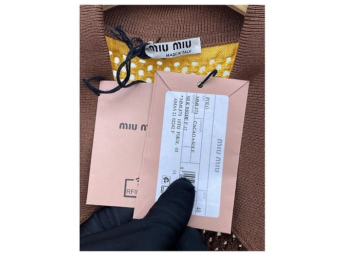 Polo de punto mesh en seda Miu Miu Multicolor - vista 5