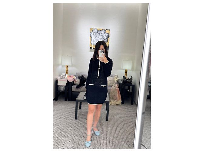 Chanel 24P Baumwollkleid Schwarz Color-Block Größe 36 Mehrfarben - Ansicht 6