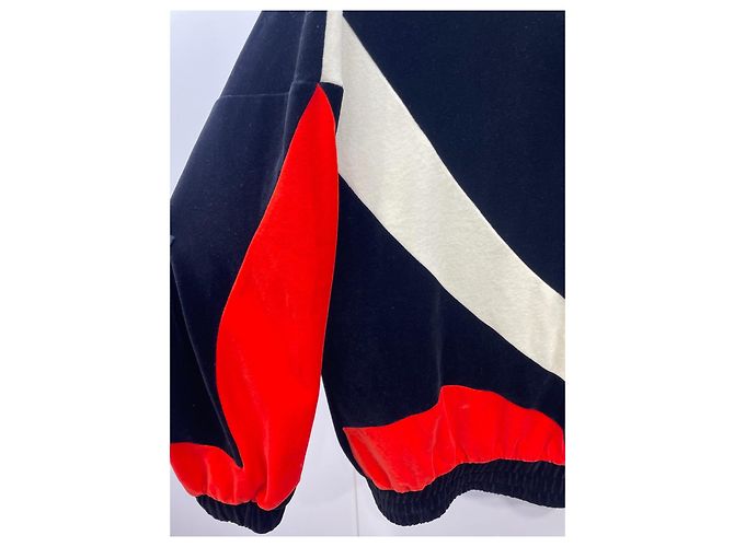 Top Louis Vuitton de Terciopelo Color-Block Negro Blanco Rojo Multicolor - vista 3