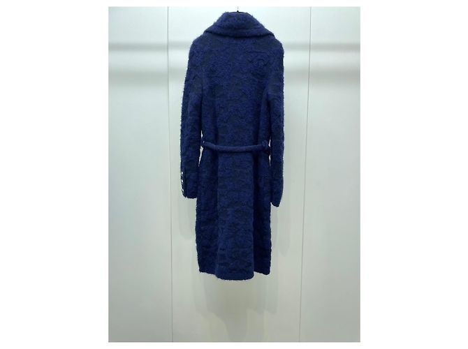Abrigo largo Chanel Navy de cachemira con cinturón Multicolor - vista 2