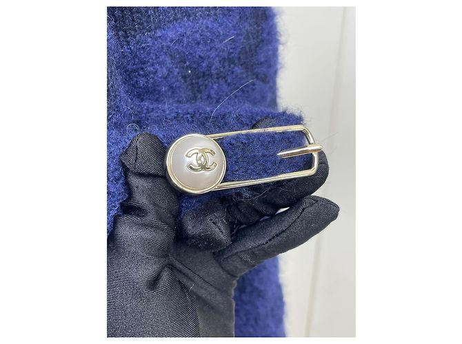 Abrigo largo Chanel Navy de cachemira con cinturón Multicolor - vista 4