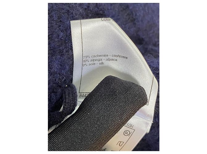 Abrigo largo Chanel Navy de cachemira con cinturón Multicolor - vista 9