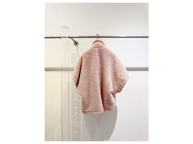 Max Mara Mantel Rosa Kunstpelz Cape Mehrfarben - Ansicht 4