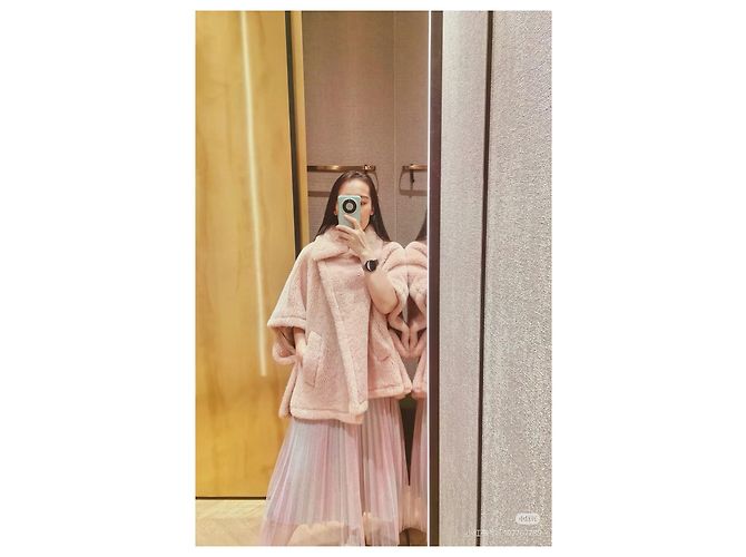 Max Mara Mantel Rosa Kunstpelz Cape Mehrfarben - Ansicht 7