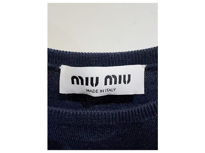 Top Miu Miu de algodão azul marinho Multicor - vista 3