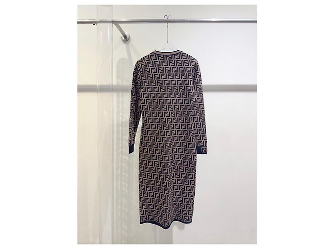 Fendi Maxi Kleid FF Logo Print Viskose Mehrfarben - Ansicht 2