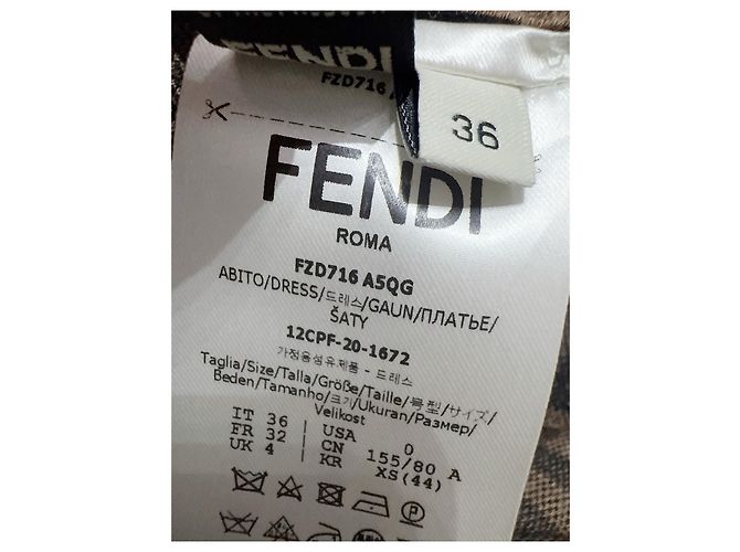 Fendi Maxi Kleid FF Logo Print Viskose Mehrfarben - Ansicht 6