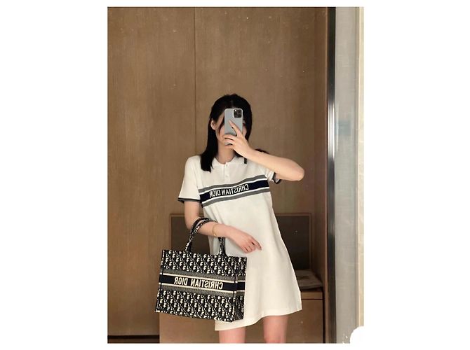 Autre Marque Dior Kleid aus Baumwolle mit Logo Print Mehrfarben - Ansicht 6