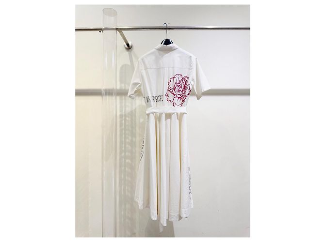 Autre Marque Abito Maxi Dior in Cotone con Ricami Floreali Multicolore - vista 5