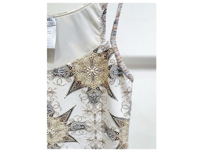 Chanel Camisole Top Goldene Schneeflocken Print Polyester 34 Mehrfarben - Ansicht 3