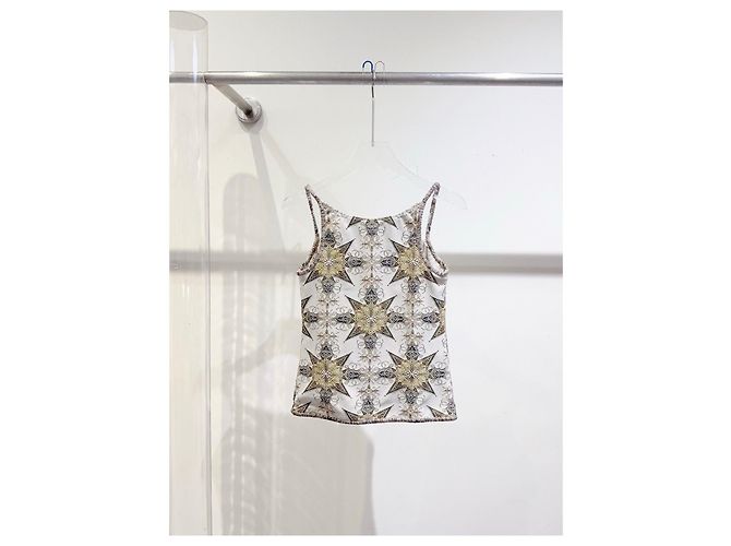 Chanel Camisole Top Goldene Schneeflocken Print Polyester 34 Mehrfarben - Ansicht 4